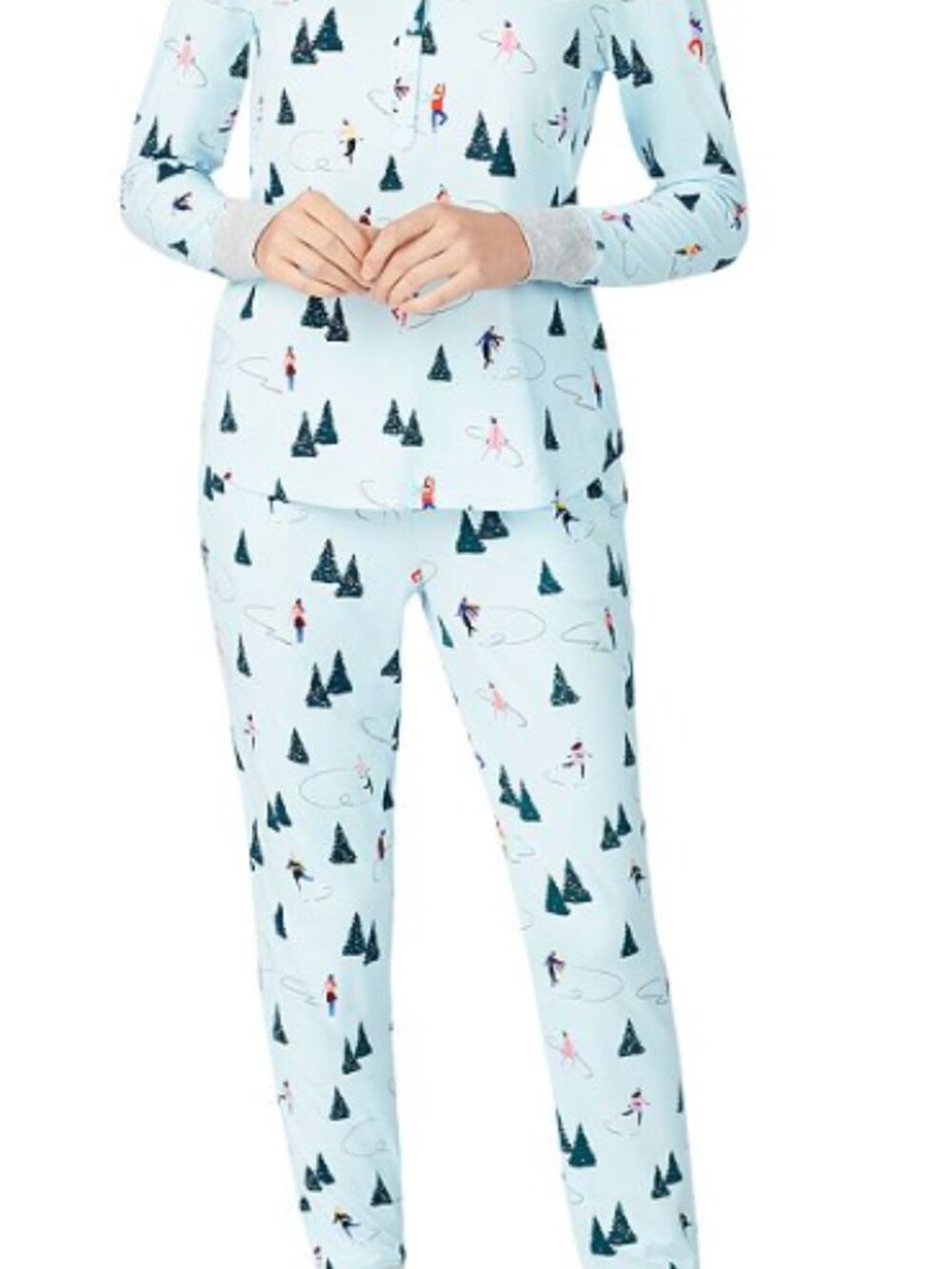 KATE SPADE New York Printed Long Jogger Pajama Set In Aqua Print